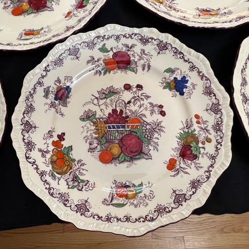 (8) Mason's Ironstone Fruit Basket 9-1/2" Dinner Plates Scalloped Edge - Picture 9 of 19
