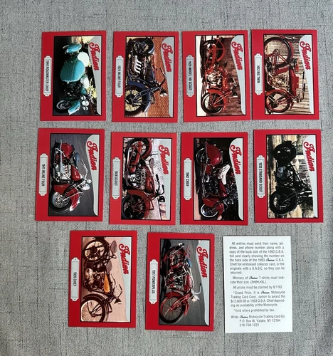 1992 Indian Motorcycle Trading Cards Series 1- 10 Card Set Vintage Bikes