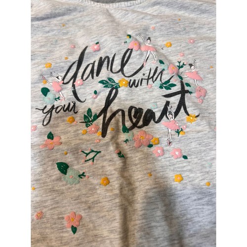 Zara Girls Dance With Your Heart Floral Print Gray Cotton Dress Size 10 - Picture 4 of 12