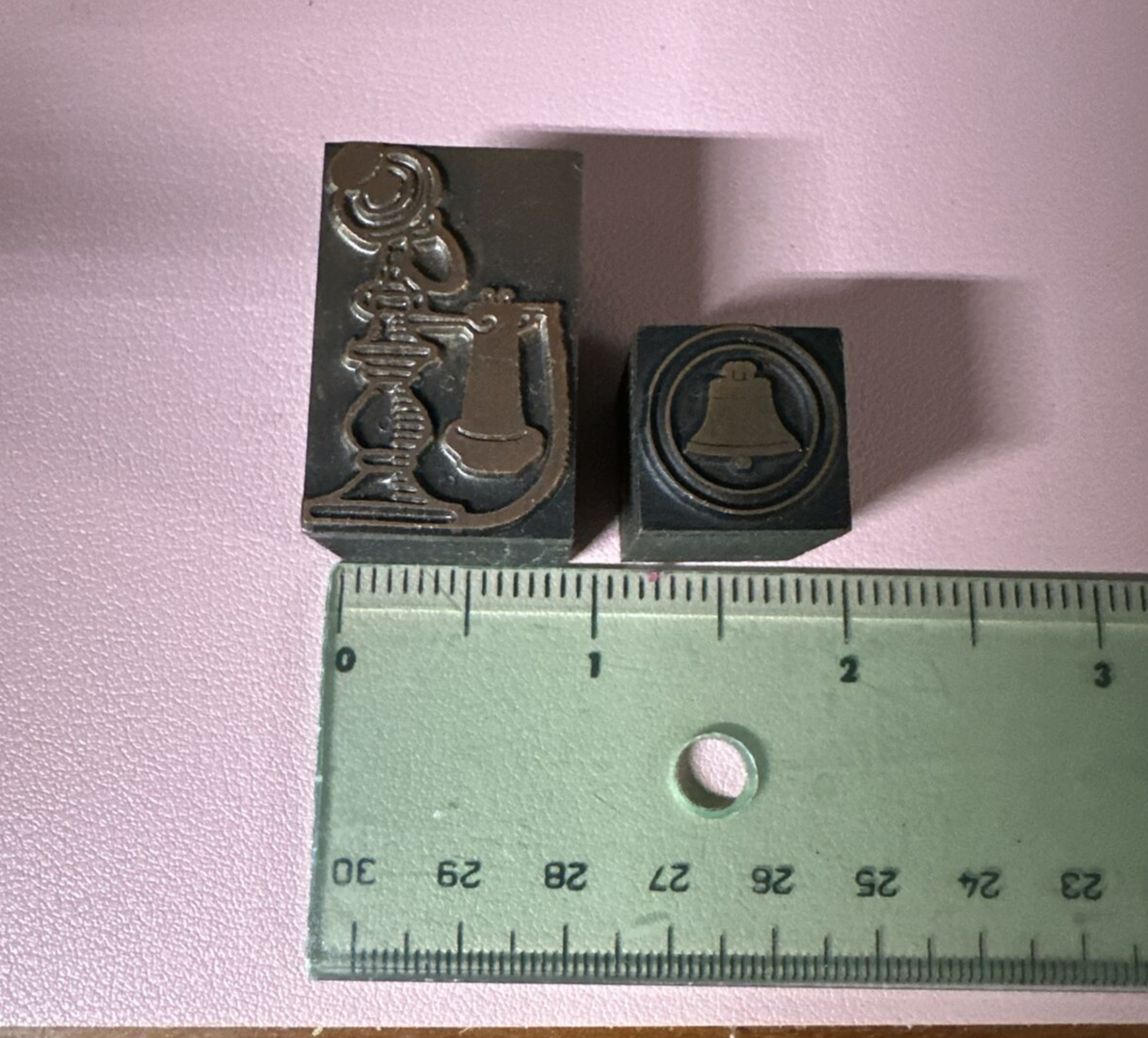 Vintage Metal Printing Print Blocks Stamp Candlestick Phone Bell ...