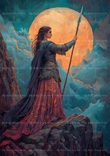 QUEEN MEDB ART PRINT, Witchy Gothic Poster, Celtic Goddess Warrior Decor F431