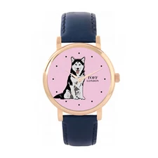 Toff London TLWS-29833 Ladies Black And White Husky Dog Watch