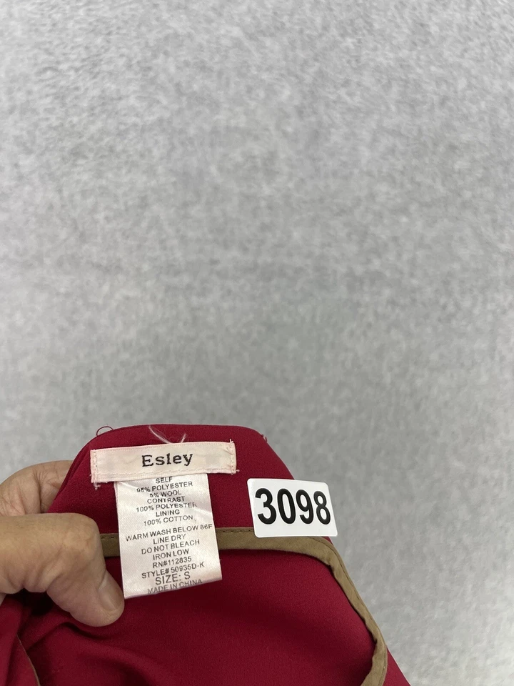 Esley Women's Dress Peplum Sleeveless Red Tweed Size Small Wool Blend - Image 3 of 4