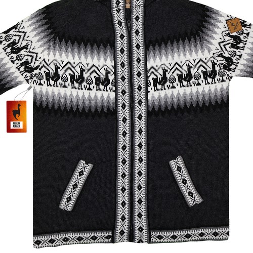 MEN HANDMADE ANDEAN ALPACA LLAMA DESIGN ZIP HOODIE SWEATER SZ L - Picture 11 of 113