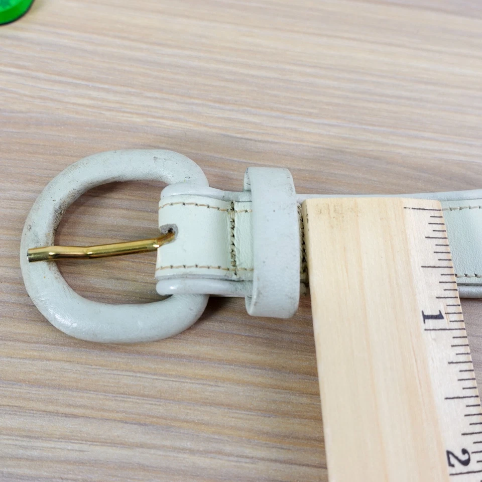 Cinturón Calderón Anne Klein Vintage Años 80 Mujer Pequeño Cuero Blanco Princesa Corsé Foto 4 de 4