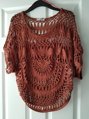 Blanco Brown Knitted Short Sleeve Jumper Size S Brand New Unused