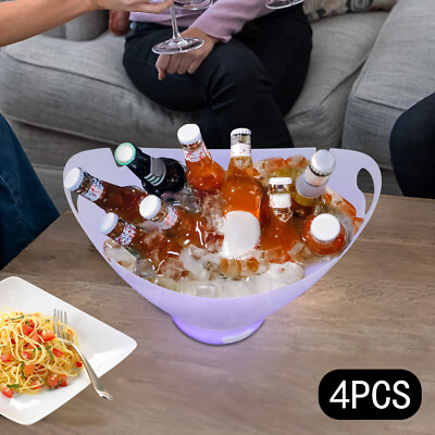 Large Capacity 4PCS LED Ice Buckets Bluetooth Clear Ice Bucket Wine Ice Bucket