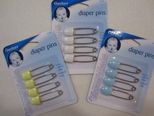 NEW 4-Pack Vintage Gerber Cloth Diaper Safety Pins - Blue, Yellow or White