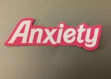 Anxiety 3” Vinyl Sticker Pink Doll Logo Parody Mental Health Awareness Pop Art
