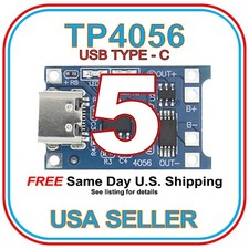 TP4056 5V 1A Type-C USB 18650 Li-ion battery Charger & Protect DW01A 5Pcs