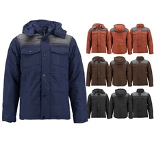 Men's Water And Wind Resistant Warm Heavyweight Insulated Removable Hood Jacket