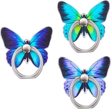 3 Pack Butterfly Cell Phone Ring Stand Holder 360° Rotation Kickstand Hand Grip