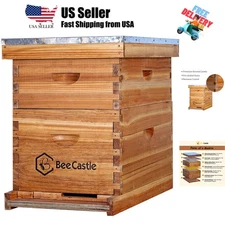 10-Frames Complete Beehive Kit, 100% Beeswax Coated Bee Hive Includes Beehive...