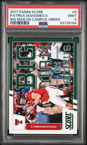 2017 PANINI SCORE BIG MAN ON CAMPUS GREEN #6 PATRICK MAHOMES II PSA 9