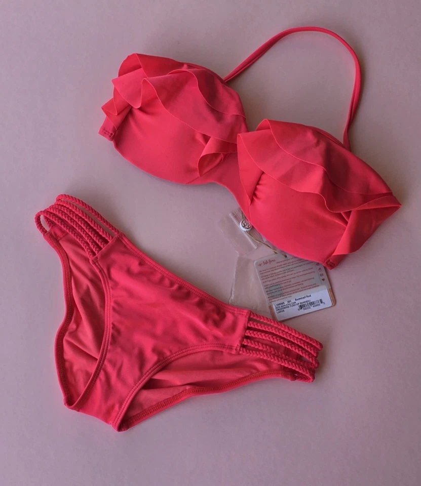 Luli Fama Push Up Bandeau Traje de Baño Conjunto L Parte Superior S Parte Inferior trae Rojo Nuevo con Etiquetas 190 $ Foto 2 de 4