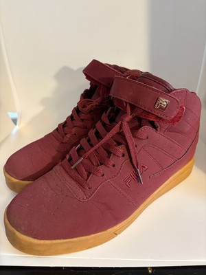 FILA Men's US 9 High-Top Sneakers | Burgundy Gum Sole
