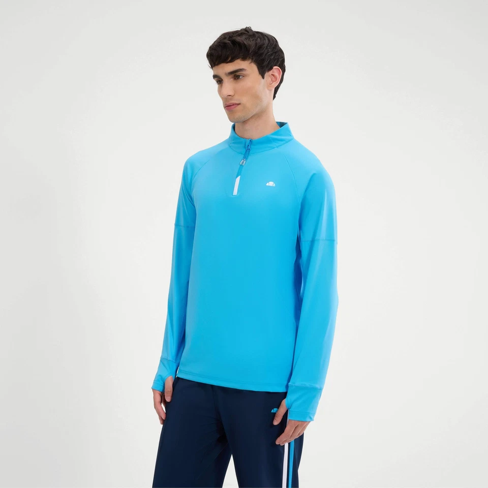 Ellesse Hombre Manga Larga Cuarto Cremallera Música Top Azul Foto 2 de 4