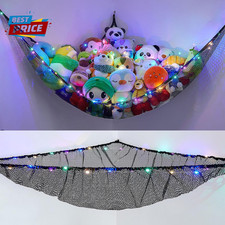 Stuffed Animals Net or Hammock Kids Toy Storage Organizer with LED Light Hanging