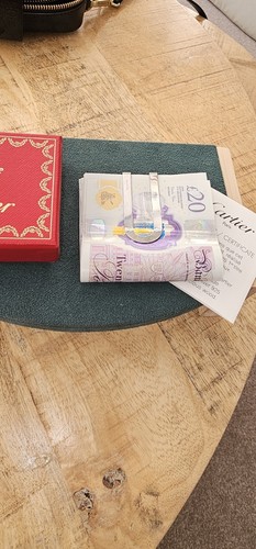 Clip para dinero Must De Cartier de plata maciza con caja original, con frente de madera - Imagen 9 de 9