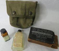 US Army WWI Combat First Aid Kit Insect Repellent Water Purification Bottle READ