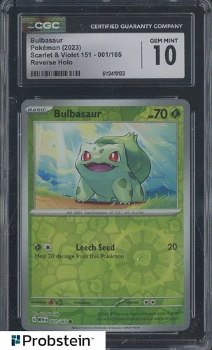 2023 Pokemon Scarlet & Violet 151 001/165 Bulbasaur Reverse Holo CGC 10 GEM MINT