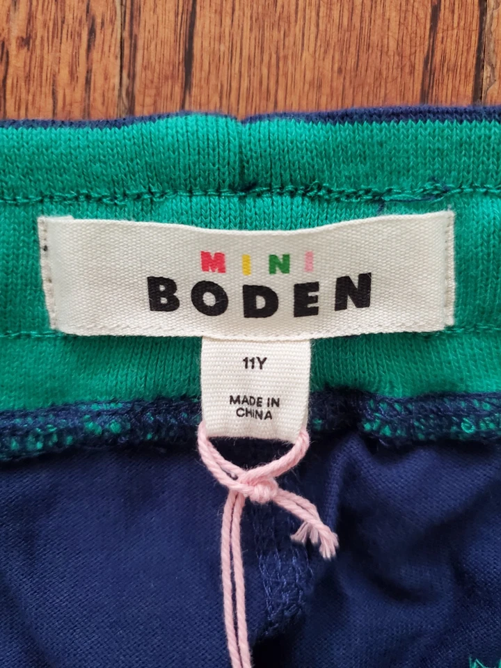 Mini Boden Jersey Bolsos Pantalones Cortos Niños 11 Azul Sólido Verde Bolsillo 100% Algodón Nuevo con Etiquetas Foto 3 de 4