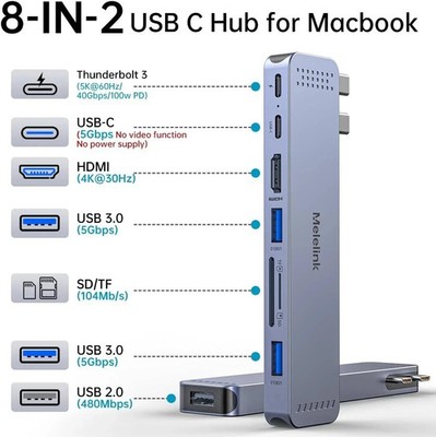 USB C Hub Adapter for MacBook Pro/Air M5 M4 M3 M2 M1 2025-2018 13