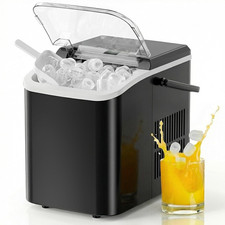 Ice Makers Countertop with Handle Portable Ice Machine 9 Bullet Cubes