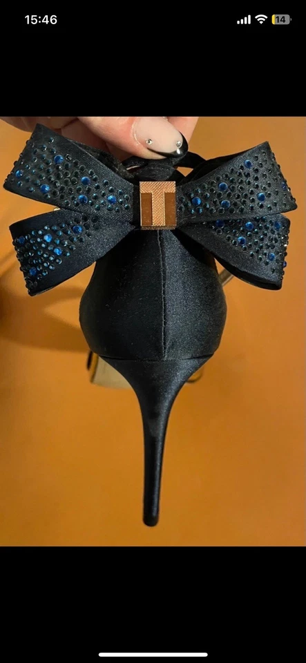 Ted Baker Heels dunkelblau/roségold mit Glitzerschleife - Bild 4 von 4