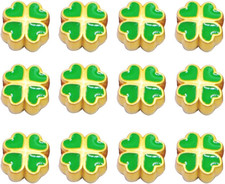 Creative Shamrock Alloy Beads 12 Pcs Green Four Leaf Beads Loose Spacers Beads