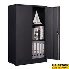 Metal Storage Cabinet Lockable Adjustable Shelves Heavy Duty Garage Utility New