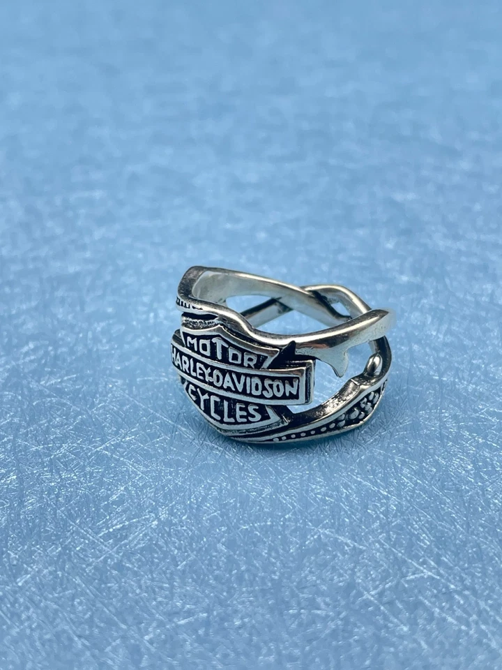 925 Sterling Silver Harley Davidson Solid Handmade Ring, Minimalist Women's Gift - Image 3 of 4