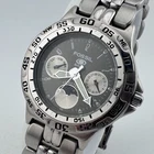 Fossil Quartz Watch Men 50m Silver Moon Phase Rotating Bezel New Battery 7.25"