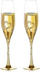 NUPTIO Gold Champagne Flutes Wedding: Set of 2 Heart Champagne Glasses Metal Cr