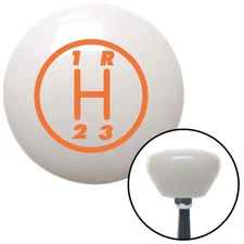 Orange 3 Speed Shift Pattern - 3RUR White Retro Shift Knob w/ M16x1.5 Insert