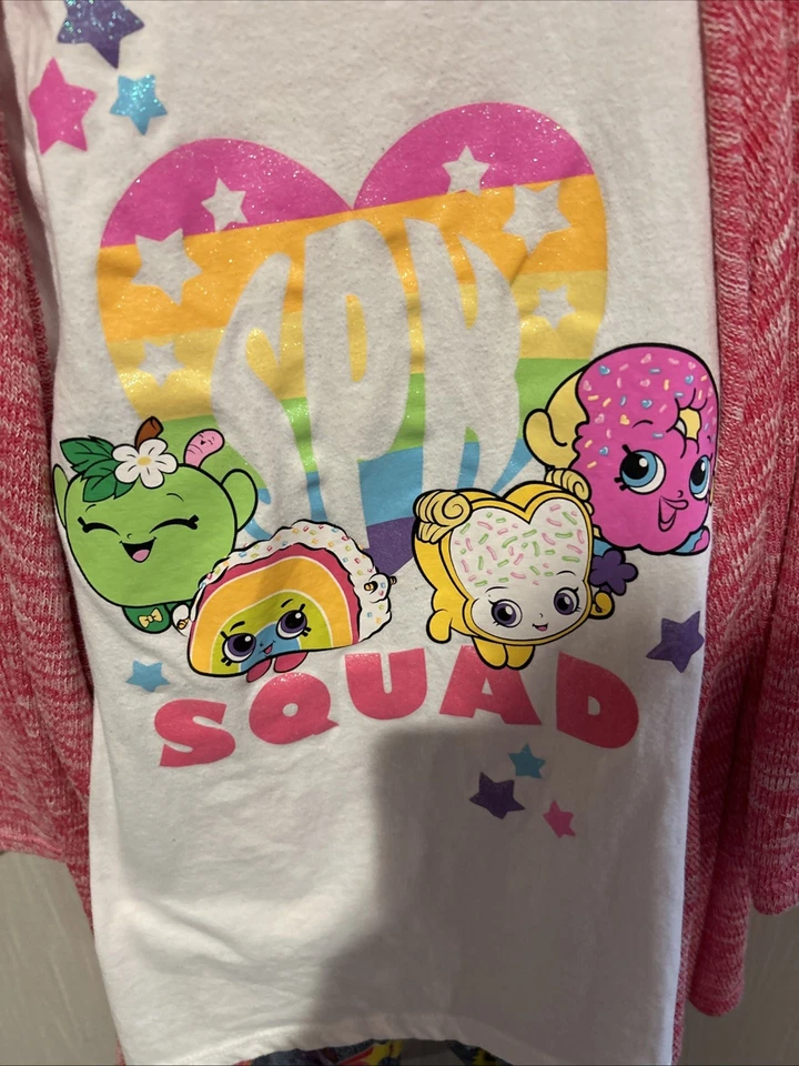 NEW SHOPKINS 2 PIECE LONG PANTS SHIRT PAJAMAS PJS GIRLS SIZE L 10-12 "SQUAD" - Image 2 of 4