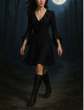 Y2K Express Silk Dress 8 Mini Faux Wrap Ruffles Minimalist Goth Office Siren