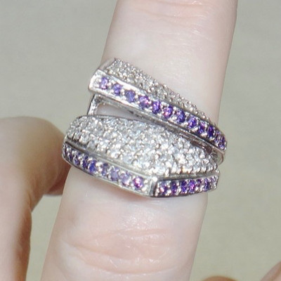 SILBERRING 925/9G GROSS 58 (18,4 mm Ø)   SWAROVSKI EL. KRISTALL WASSERFEST