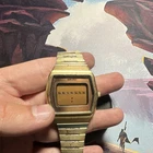 VINTAGE SEIKO QUARTZ LC DIGITAL GOLD TONE SQUARE BRACELET DAY/DATE