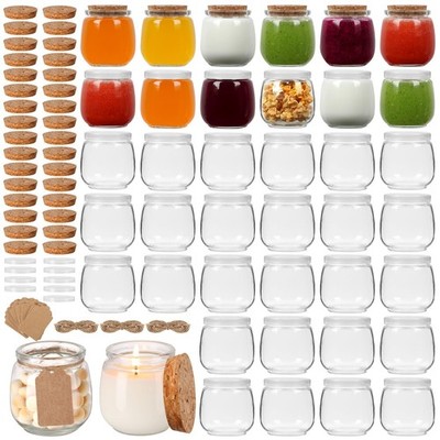 STARSIDE 40 Pack 7 oz Glass Yogurt Jars with Cork Lids and PE Lids,Small Glas...