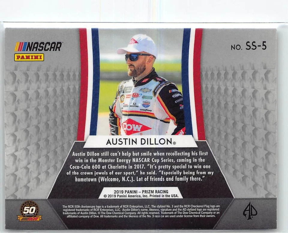 2019 Panini Prizm Stars and Stripes #SS-5 Austin Dillon - Image 2 of 2