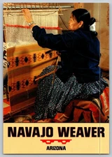 Vintage Navajo Weaver Postcard Arizona Folk Art Weaving Photo 4 x 6