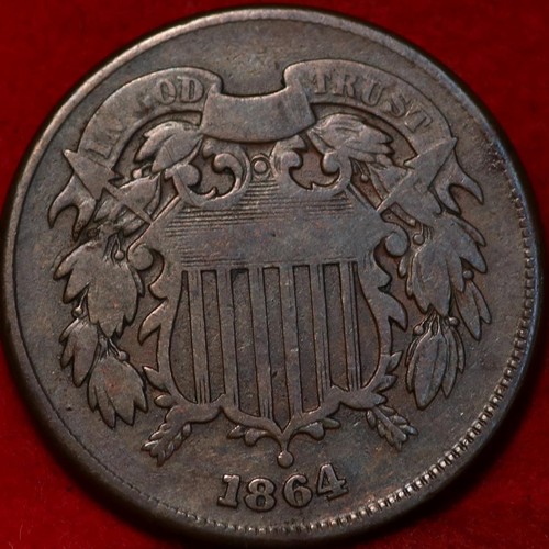 1864 Philadelphia Mint Copper Two Cent Coin