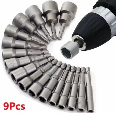 9pcs/set 5mm-13mm Hex Sockets Sleeve Nozzles Nut Driver Set Screwdriver Set