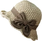 Elegant Woven Straw Sun Hat with Bow Summer Beach Sun Straw Hats