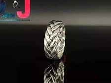 Braided Heavy Band Ring 925 Sterling Silver S...