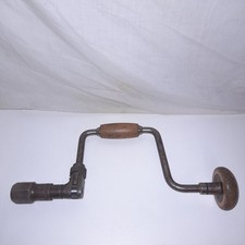 Vintage Stanley Hand Drill Brace No 144 - 10" - Rustic Wooden Handles - VGC