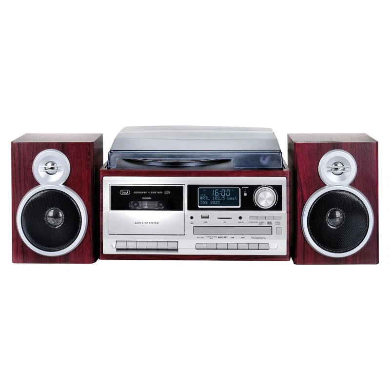 Giradischi Stereo 33 45 78 Giri Legno Trevi TT 1072 DAB Bluetooth CD Cassette, fotografia 6 di 9