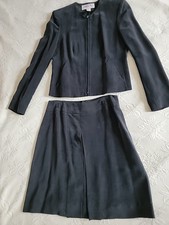 JONES NEW YORK 90s-Style Black Washed Silk Skirt Suit Separates - Fit 4-6, 8-10