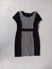 Size 22 Houndstooth Bodycon Dress Black & White Office Business Smart Bonmarche